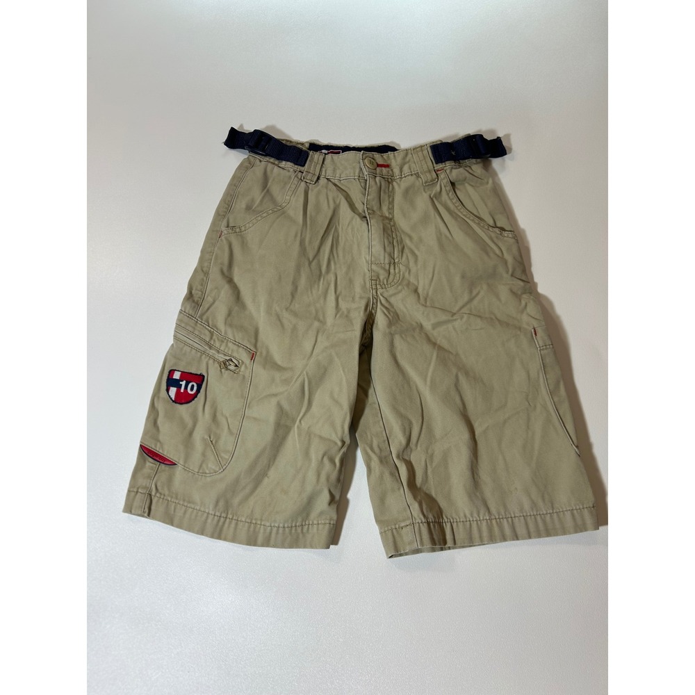 Bugle Boy Cargo Shorts Boys 10 Khaki Good Vintage Belted Utility Pockets